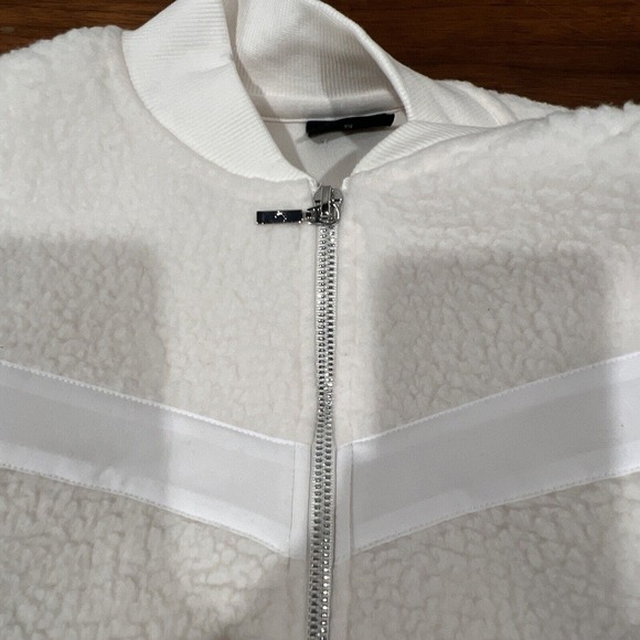 Zyia Jacket White Flying V Fleece Activewear Sherpa Full Zip Jacket Size S - Picture 5 of 11